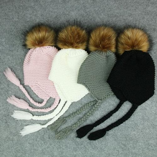 Baby Winter Warm Hats Toddler Girl Boy Infant Crochet Knit Hat Beanie Cap Black Pink White Gray Caps Cute Girls Boys Winter Hat
