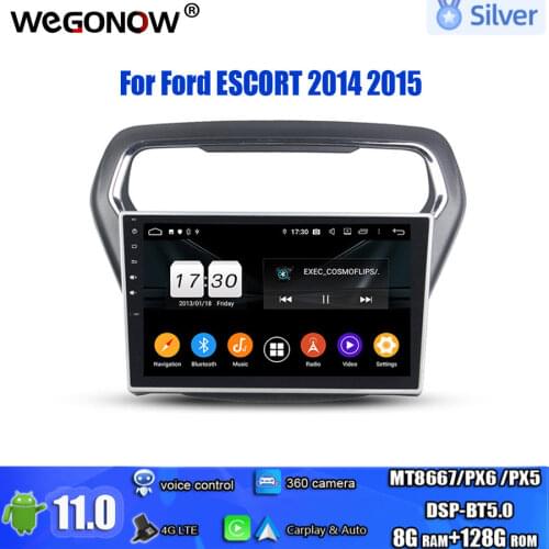 For Ford ESCORT 2014 2015 PX6 IPS Carplay Android10.0 4GB + 64GB 8 core Car DVD Player GPS map RDS Radio wifi Bluetooth 5.0 DVR