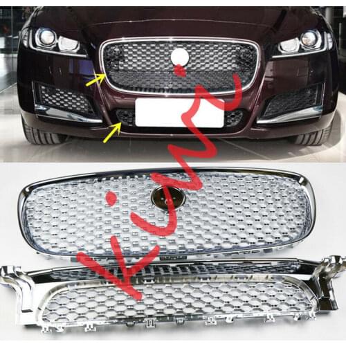 For Jaguar XF 2016 2017 2018 High quality Chromed Front Top Grille + Bottom grille Radiator grill 2pcs