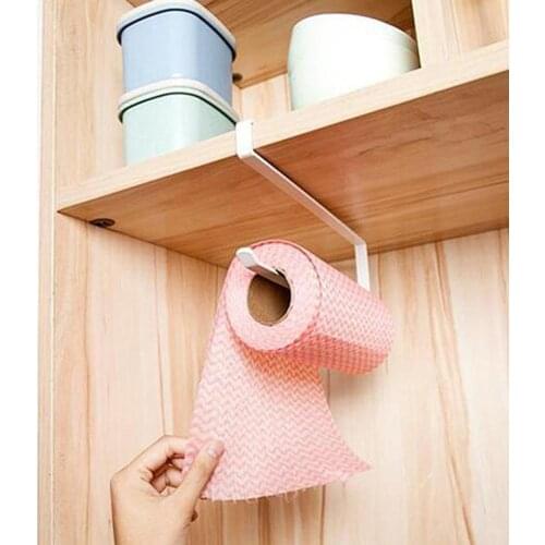 Door Cabinet Hanging Paper Towel Rack Free Punching Wrought Iron Cabinet Partition Layer Storage Rack Roll Holder