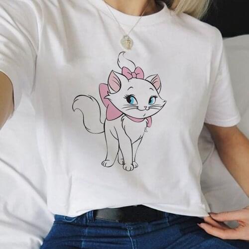Marie Cat Harajuku Funny Cartoon T Shirt Women Kawaii Disney The Aristocats Ullzang Graphic Tshirt Cute Anime Fashion Top Tees