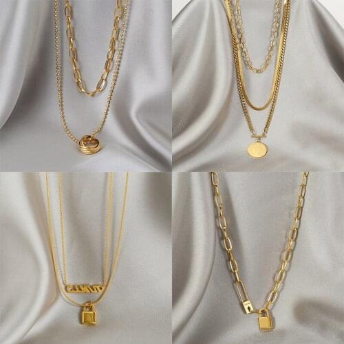 XIYANIKE 316L Stainless Steel Heart Lock Geometric Necklace For Women Choker 2021 Trendy Fashion Party Jewelry collares para