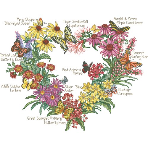 Bucilla 43363 Butterfly Garden 59-48 cross stitch kits single color simple aida fabric white canvas cotton thread embroidery