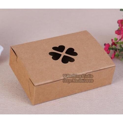 100pcs Kraft Paper with window,Food Meal Box Food Container Lunch Breakfast Take-out Bowl Fruit snack Carry-on Holder With Lid