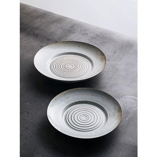 Round Dinner Plates Service De Table Assiette Handcraft Cake Trays Nostalgia Western Steak Tray Ceramics Dishes Kitchen Plate