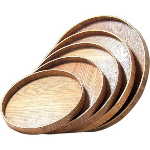 Japanese Style Round Tray Food Serving Plate Wood Platter Tea Natural Dishes Deseert Plate Teaboard For Home Server Drink