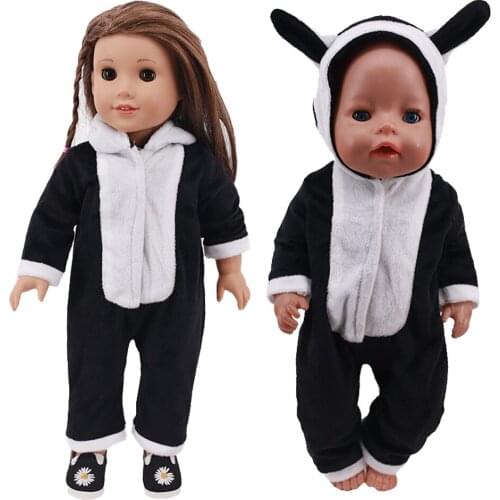 Doll Clothes 1Pieces Cotten Plush Cute Pet Pajama Zebra Suit Fit 18Inch American Bourne&43Cm Born Baby Travel Set Toys For Girls
