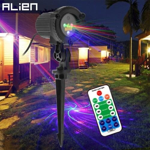 ALIEN Remote RGB Christmas Laser Light Projector 12Patterns Outdoor Garden Waterproof Holiday Xmas House Wall Lighting Projector