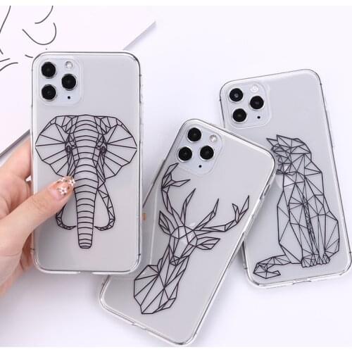 Cute Animals Cat Deer Unicorn Transparent Case For Iphone 7 8 6 6s Plus 5s Se Silicone Back Cover Capa For Iphone X Xs 12 Pro