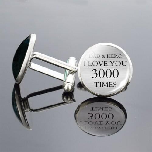 I Love You 3000 Suit Shirt Dad Cufflinks Wedding Groomsmen Men Cuff Links GiftGlass Cabochon Jewelry Men Shirt Cufflinks