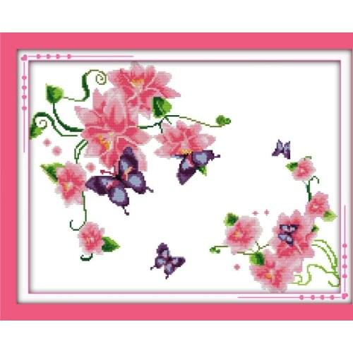 Butterflies & flowers cross stitch kit flower 18ct 14ct 11ct count printed canvas stitching embroidery DIY handmade needlework