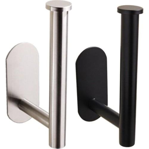 Stainless Steel Roll Paper Holder Rack Wall Mount Toilet Tissue Towel Punch Free Stand Dispenser Shelf Home Kitchen Bathroom