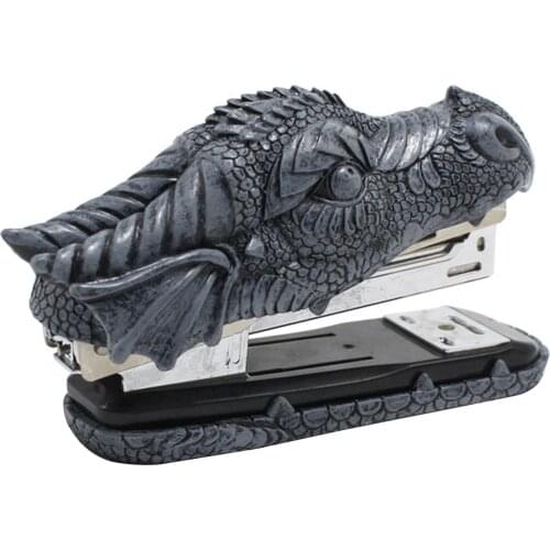 Novelty Resin Dragon Head Stapler Portable Book Paper Stapling Manual Staplers Office School Supplies