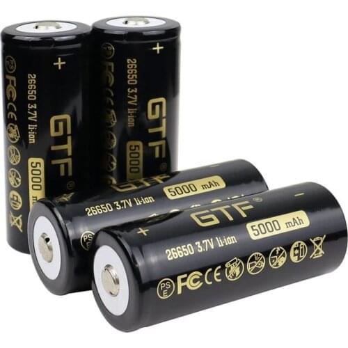 Original New 26650 Battery 3.7V 5000mah Rechargeable Li-ion Batteries with Button Top for Flashlight LED Torch Power Bank Tools