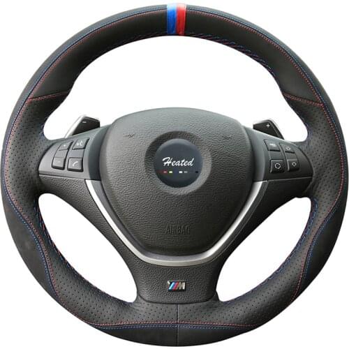 Suede Leather Steering Wheel Cover for BMW E70 X5 2008-2013 E71 X6 2008-2014 Braid on the Steering wheel capa para volante