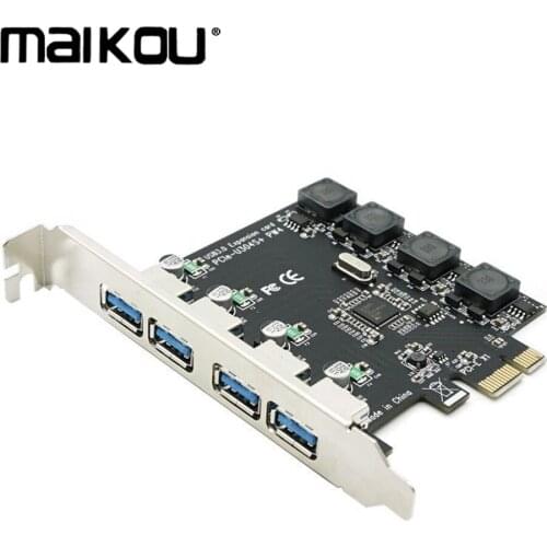 Maikou PCI Express 4 USB 3.0 PCI-E to External 4-Port USB3.0 Card NEC Converter