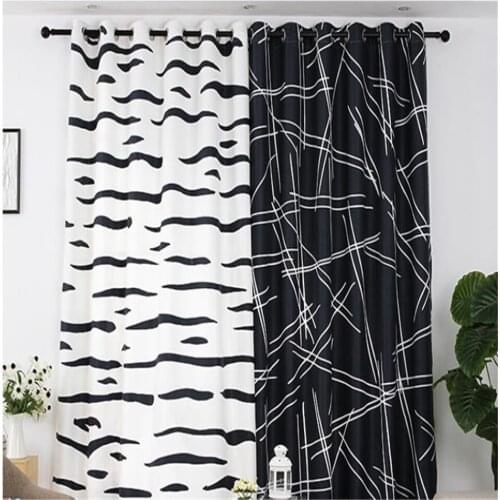 Personalized creative curtains black and white lines simple modern bedroom living room 3d curtains thickened blackout curtains