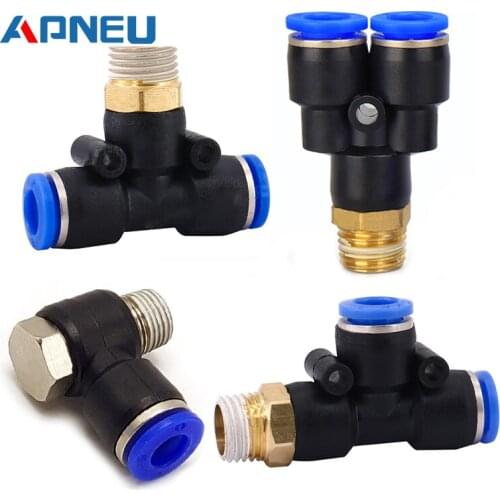 1PC Pneumatic Connector 4-m5 4-m6 4mm 6mm 8mm 10mm 12mm Fitting Male Thread 1/8 1/4 3/8 1/2 Air Fittings Quick Push