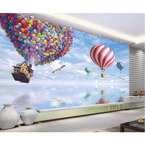 Custom photo wallpapers 3d murals wallpaper Mediterranean blue sky, white clouds, balloon, living room, TV background wall paper