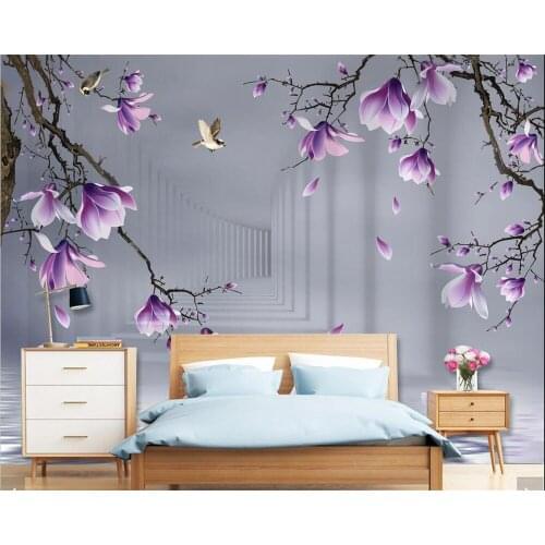 Custom hand-painted magnolia bird 3D mural living room bedroom restaurant background wall hotel decoration painting wallpapers