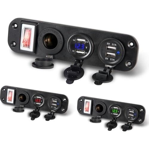 Pre-wired Dual USB Charger Waterproof Switch 4.2A LED Voltmeter Cigarette Lighter Socket for Marine Boat Car RV Vehicle Truck