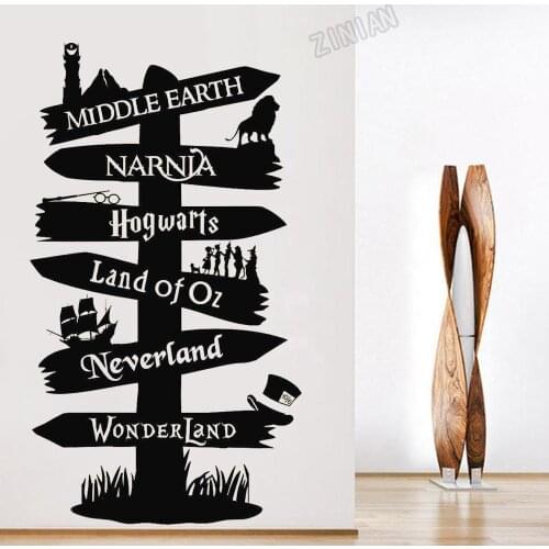 Storybook Signpost Wall Stickers For Living Room Vinyl Wall Decals Decor Door Nursery Book Room Art Murals Decoration Y069