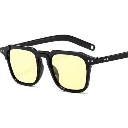 New Rivet Square Sunglasses Men Women Blue Yellow Red Lens UV400 Protection Eyewear Fashion Design Gafas De Sol