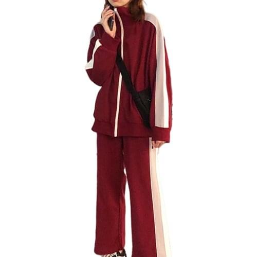 Sport Tracksuit Women 2020 New Arrival Colorblock Long Sleeve Sweatershirt Jacket + Casual Pants 2 Piece Outfits for Women
