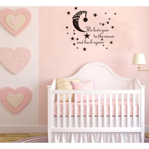 Sleeping Moon Cartoon Star Wall Sticker Kids Room Home Decor Mural Decals Wallpaper Kids Stickers