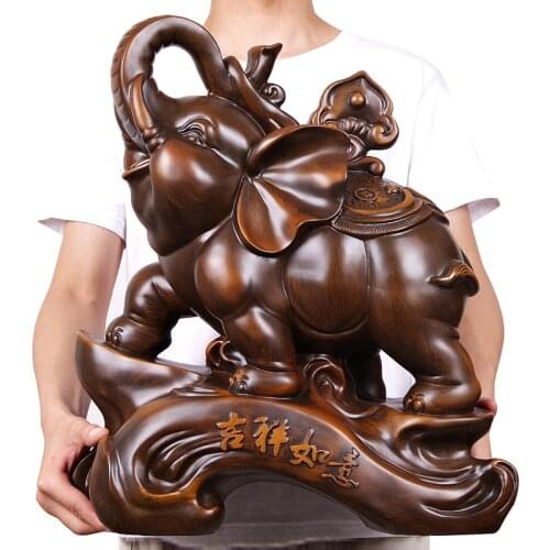 WSHYUFEI Chinese Elephant Statue Resin decorations animal model Ornament Wealth Lucky Figurine Creativity Desktop Crafts Gift