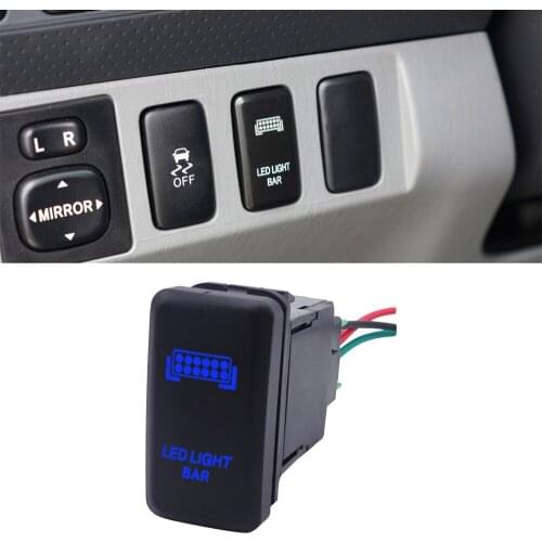 Wsen LED Light Bar Symbol Push Switch Blue Backlight ON-Off with Connector Wire Kit Fit For Toyota Tacoma Tundra 4Runner Cruiser