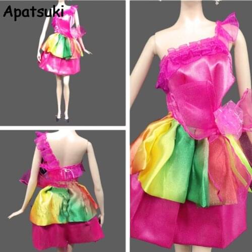 Colorful Doll Clothes For Barbie Doll 1:6 Fashion Dresses One Shoulder Dress For 1/6 BJD Dolls Accessories Kids Toy