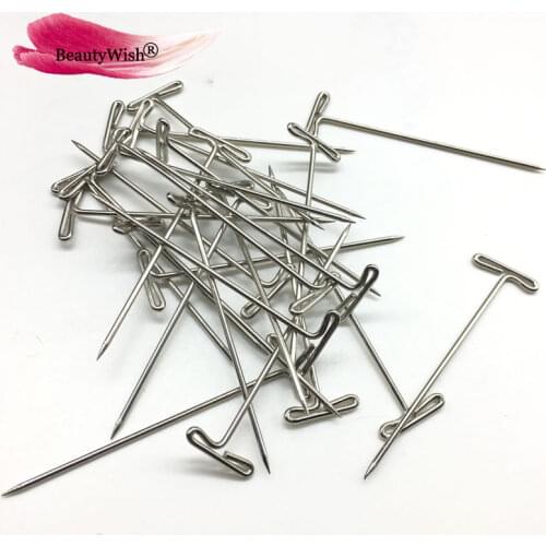 T Wig pins for wig fix on canvas block head wig toupee making tools 20pcs/lot 14mm width 51mm length