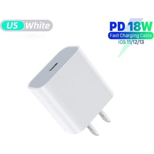 TypeC Pd18w Qc4.0 Fast Charger Charging Head + 1m Data Cable Quick Charge Adapter for Apple IPhone 12 11 Pro IPad Samsung