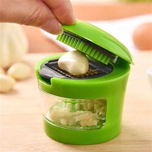 1PC Garlic Press Very Sharp Stainless Steel Blades, Inbuilt Clear Plastic Tray Kitchen Gadgets OK 0467