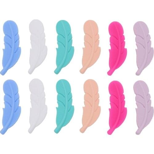10PCS Silicone Feather Beads Baby Teether Sensory Chew Necklace Nursing Pendant Food Grade Baby Teething Beads BPA Free