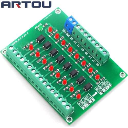 12V To 3.3V 8-Channel 8bit Photoelectric Isolation Module Level Voltage Converter PNP Output PLC Signal Converter Adapter Module