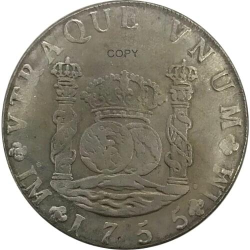 1755 Spain 8 MF Reales Fernando VI Monarchi Cupronickel Plated Silver Collectibles Copy Coin