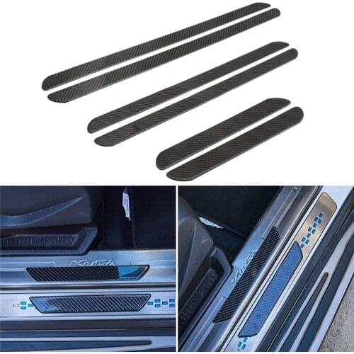 2PCS Car Door Sill Scuff Plate Universal Auto Threshold Cover Panel Carbon Fiber Step Protective Decorative Sticker Guard S/M/L