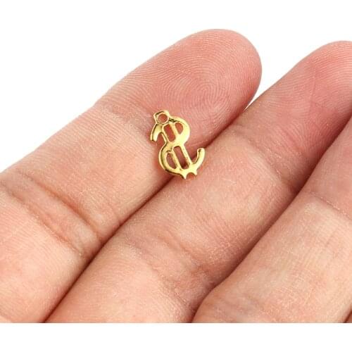 20pcs/Batch Stainless Steel Accessories Gold $12X7mm Dollar Sign Pendant Used To Make DIY Handmade Jewelry Accessories HXD