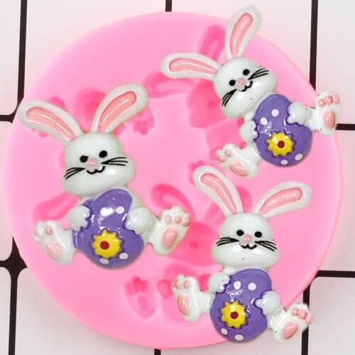 3D Cute Rabbit Silicone Molds Easter Egg Fondant Cake Decorating Tools DIY Craft Soap Resin Candy Clay Chocolate Gumpaste Moulds