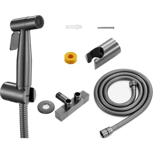 Promotion! Handheld Bidet Spray Shower Set Toilet Sprayer Douche Kit Bidet Faucet Round Gray Nozzle 1.5M Hose