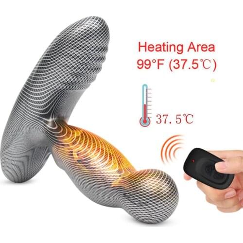 2 Motors 360 Degree Vibration Head Remote Control Heating Anal Toys 16 Modes 3 Speed Vibrating Prostate Massager Men Anal Plug