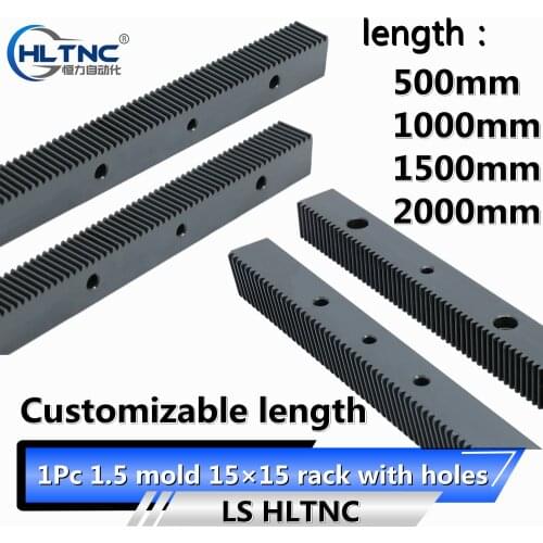Free shipping fast deliver CNC rack 1.5Mod 15x15 500mm 1000mm 1500mm Gear Rack Straight Toothed Spur CNC Zipper
