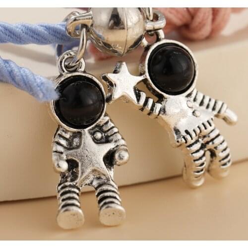 2pcs 2021 Astronaut Stars Bracelet Women Lovers Couple Magnet Charm Female Male Paired Friendship Wholesale Jewelry