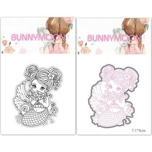 CH 2021 New Arrival Mermaid girl Stencils die and stamp for DIY Scrapbooking/photo Album stamps Decorative Embossing Die