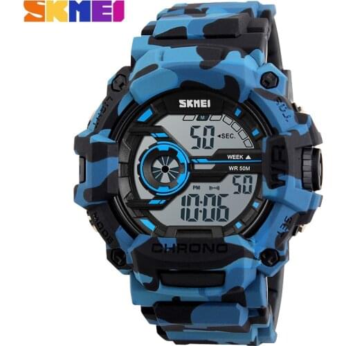 SKMEI Outdoor Sports Watches Men LED Fashion Digital Wristwatches 50M Waterproof Back Light Alarm Week Display Watch 1233