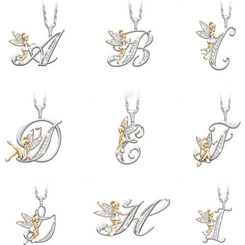 Flower Fairy Elf Angel Choker Necklaces CZ Stone Fashion English Letter Initial Pendant Necklace Women Statement Female Jewelry