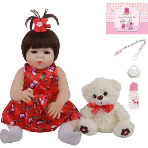 18Inch Lifelike Reborn Dolls Early Education Whole Silicone Cute Handmade Princess 48CM Girl Baby Toy Doll For Kid Birthday Gift