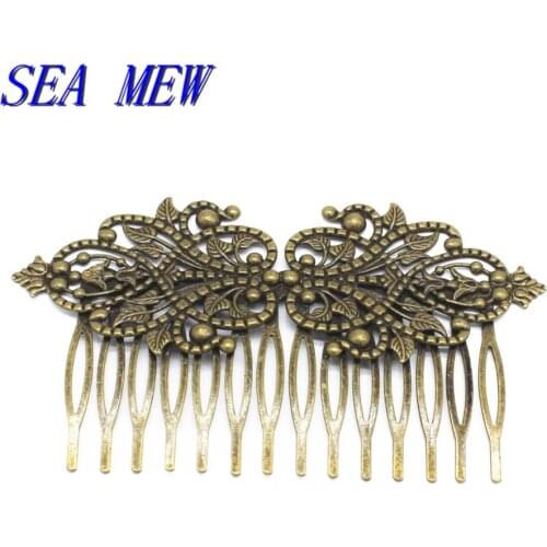 5 PCS 95*55mm 14 Teeth Hair Combs Setting Gold KC Gold Antique Bronze Silver Color Hair Comb Wedding For Women DIY Jewelry